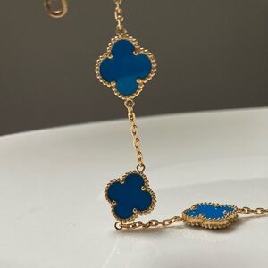 🔥 Clover Motif Bracelet S925 Silver Blue Shell - Symbol of Luck & Elegance